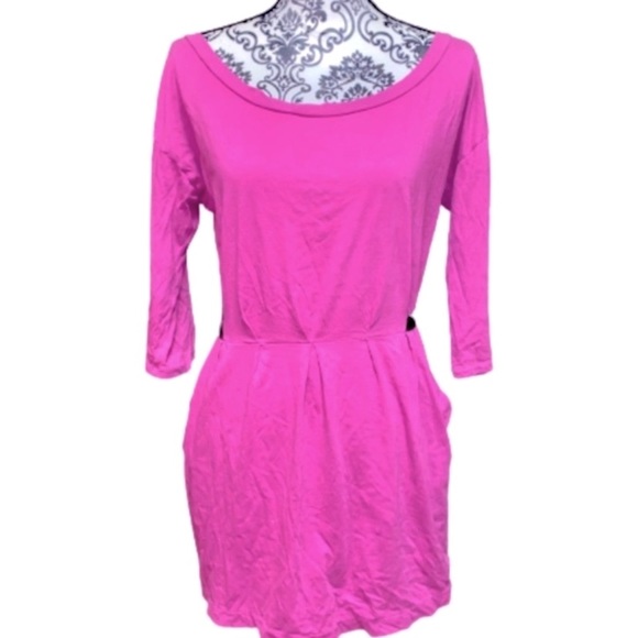 Vans Magenta Women’s Large Skater Midi Dress 3/4 Sleeve w Waist Ties - Picture 1 of 8